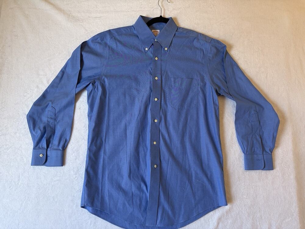 Brooks Brothers Makers Men Blue Shirt Size 15.5-33 Made USA